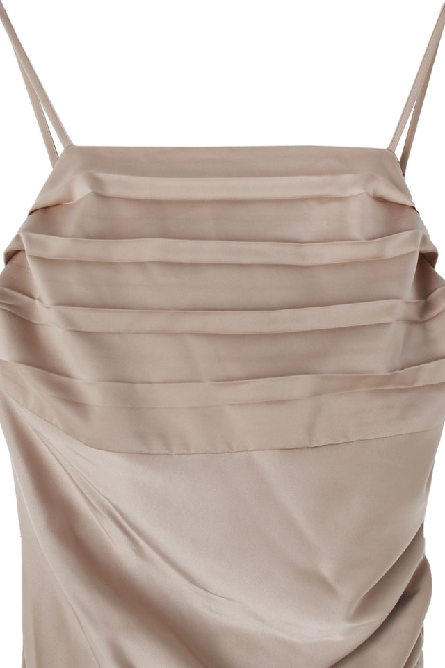 STRETCH SATIN GATHER CAMISOLE DRESS 2