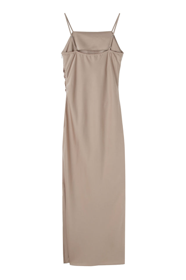 STRETCH SATIN GATHER CAMISOLE DRESS 2