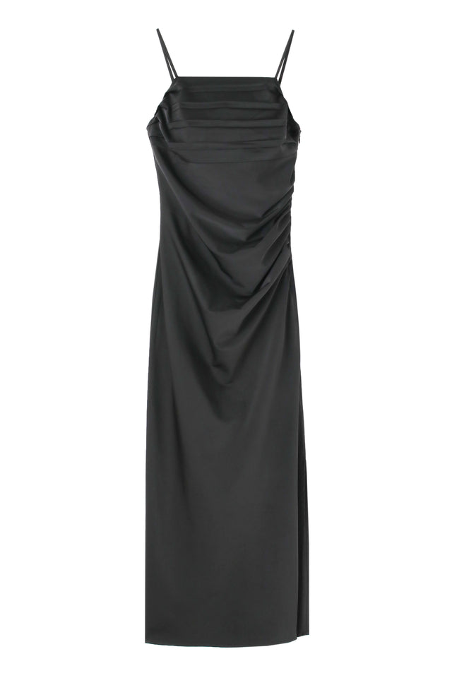 STRETCH SATIN GATHER CAMISOLE DRESS 2