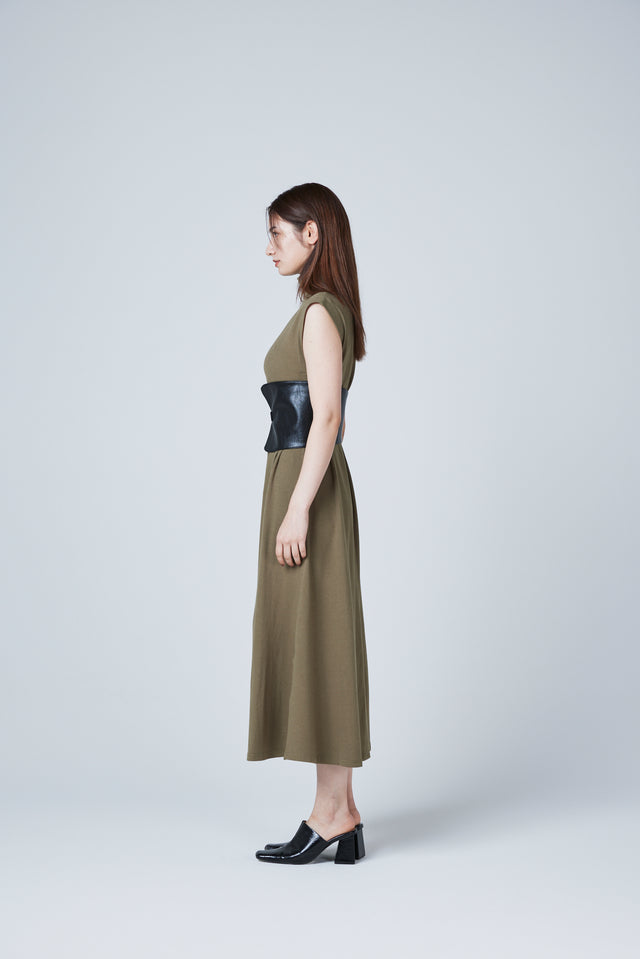 RIB LONG DRESS WITH BELT 2