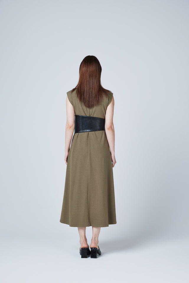 RIB LONG DRESS WITH BELT 2