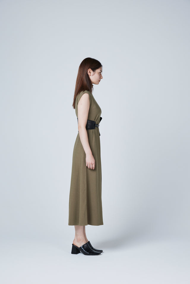 RIB LONG DRESS WITH BELT 2