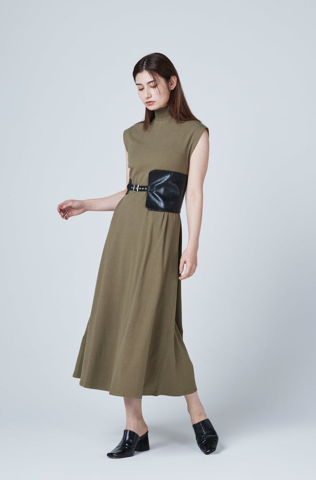 RIB LONG DRESS WITH BELT 2