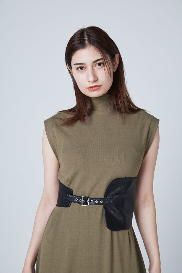 RIB LONG DRESS WITH BELT 2