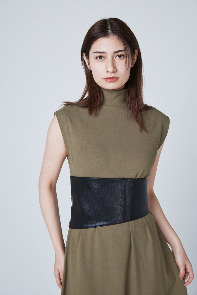 RIB LONG DRESS WITH BELT 2