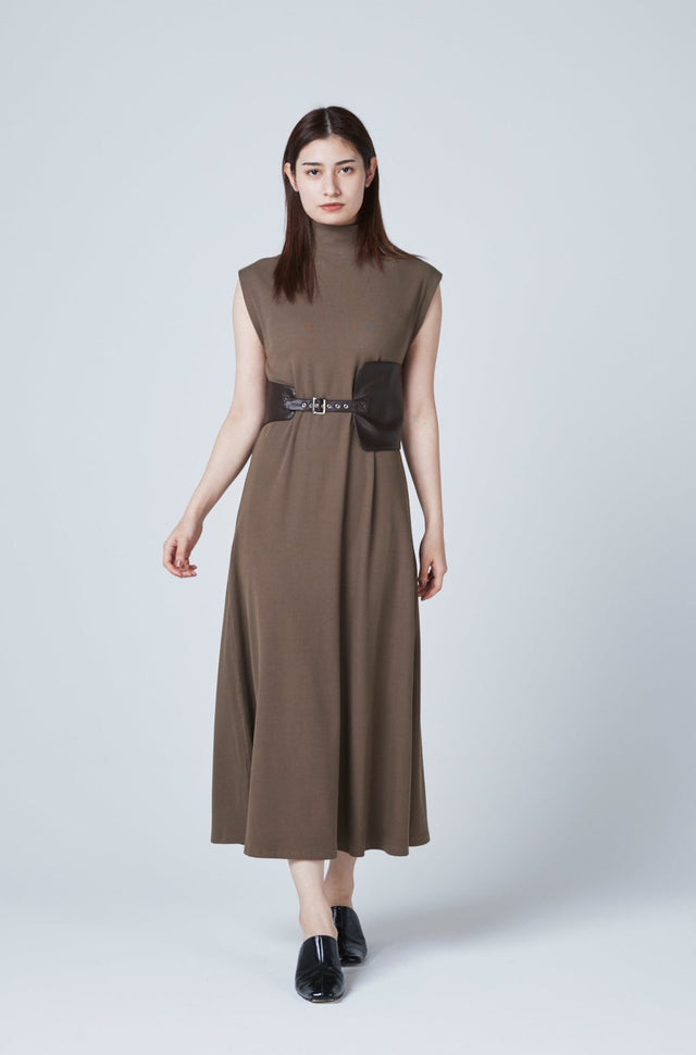 RIB LONG DRESS WITH BELT 2