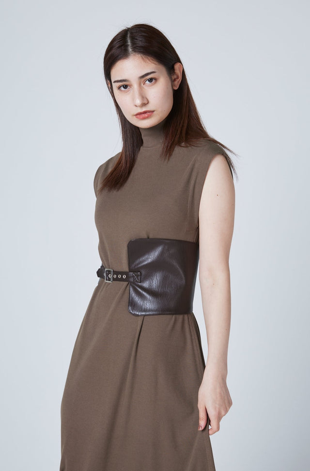 RIB LONG DRESS WITH BELT 2