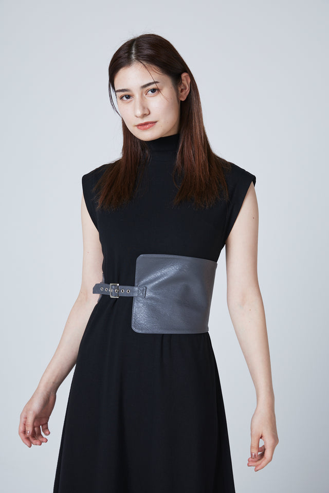 RIB LONG DRESS WITH BELT 2