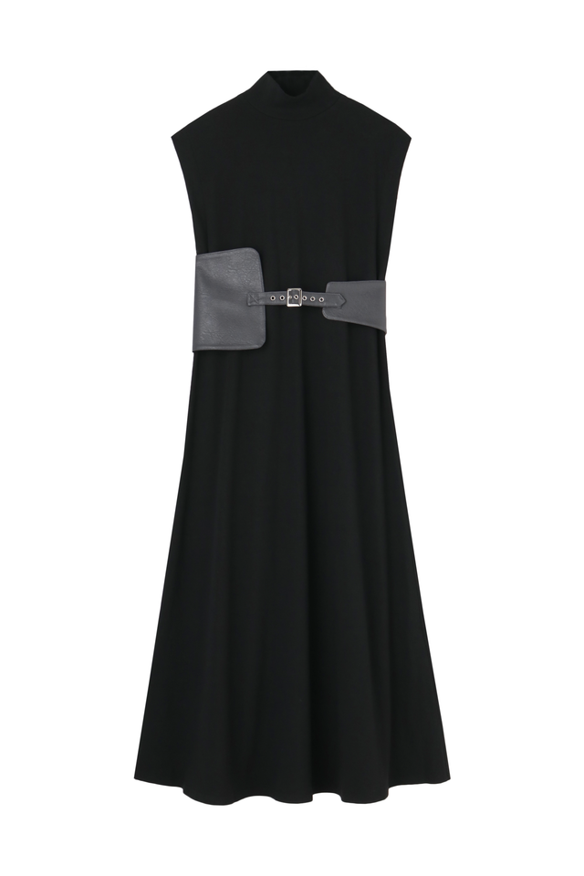 RIB LONG DRESS WITH BELT 2