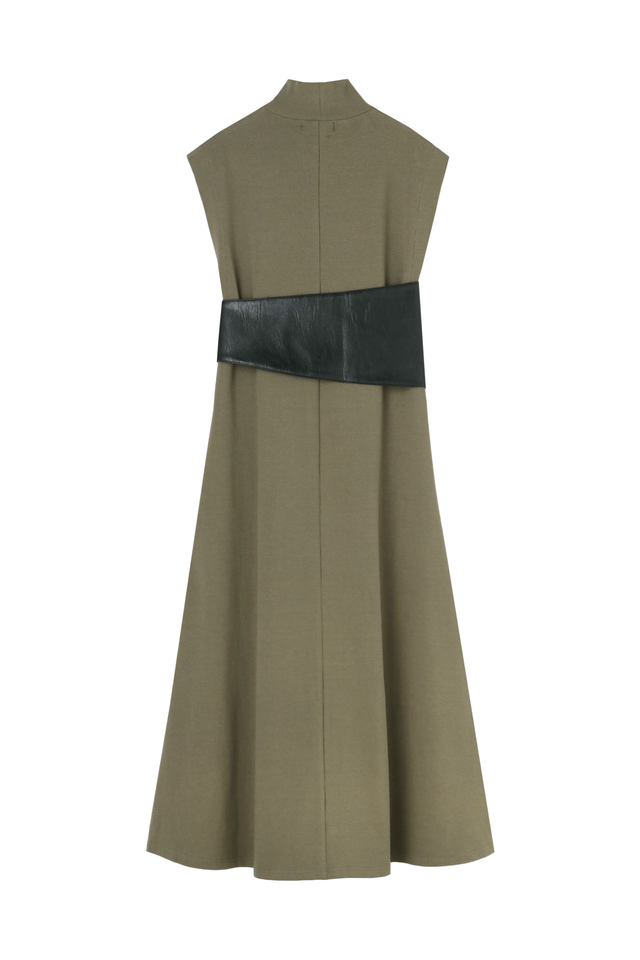 RIB LONG DRESS WITH BELT 2