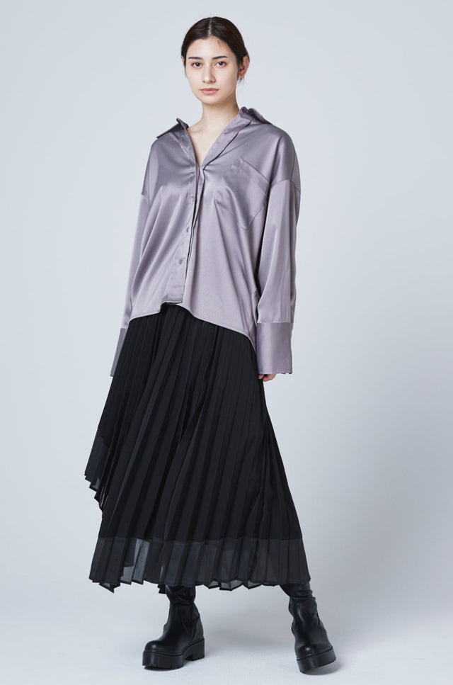 SHEER HEM PLEATS SKIRT 2