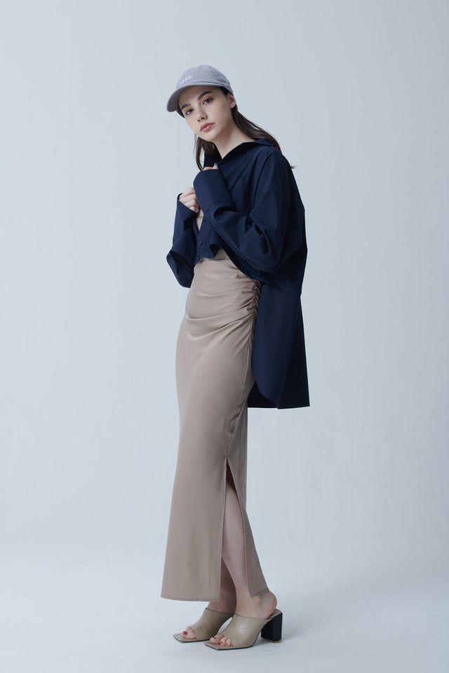 STRETCH SATIN GATHER CAMISOLE DRESS 2